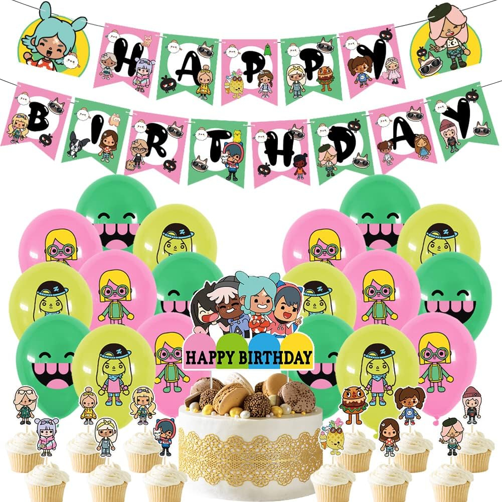 The Toca Boca Life Cartoon Doll Girl Cute Game Birthday Party Theme ...