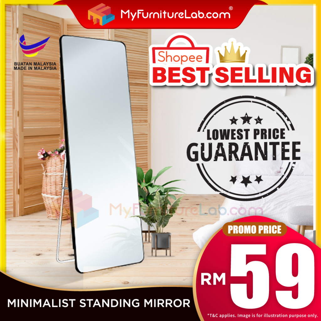 【READY STOCK】𝐌𝐘𝐅𝐔𝐑𝐍𝐈𝐓𝐔𝐑𝐄𝐋𝐀𝐁® Standing Long Mirror Stand Cermin Panjang