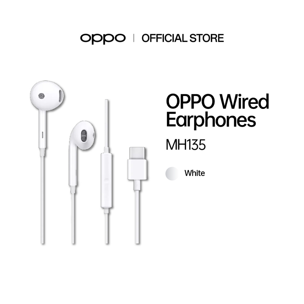 OPPO 3.5mm Stereo Jack Wired Headphone MH135 White l InEar Earphone with Microphone Shopee