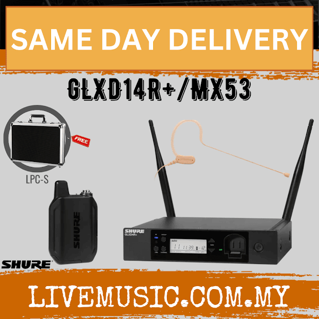 Shure GLXD14R+/MX53 Digital Wireless Rackmount Earset System with MX153