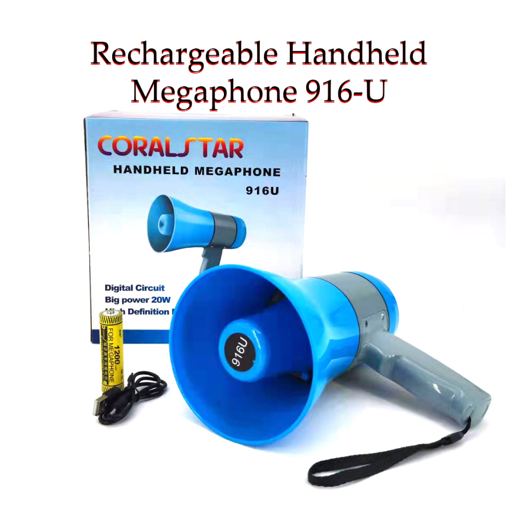 Rechargeable Handheld Megaphone Loudspeaker Hailer With Recorder 916U