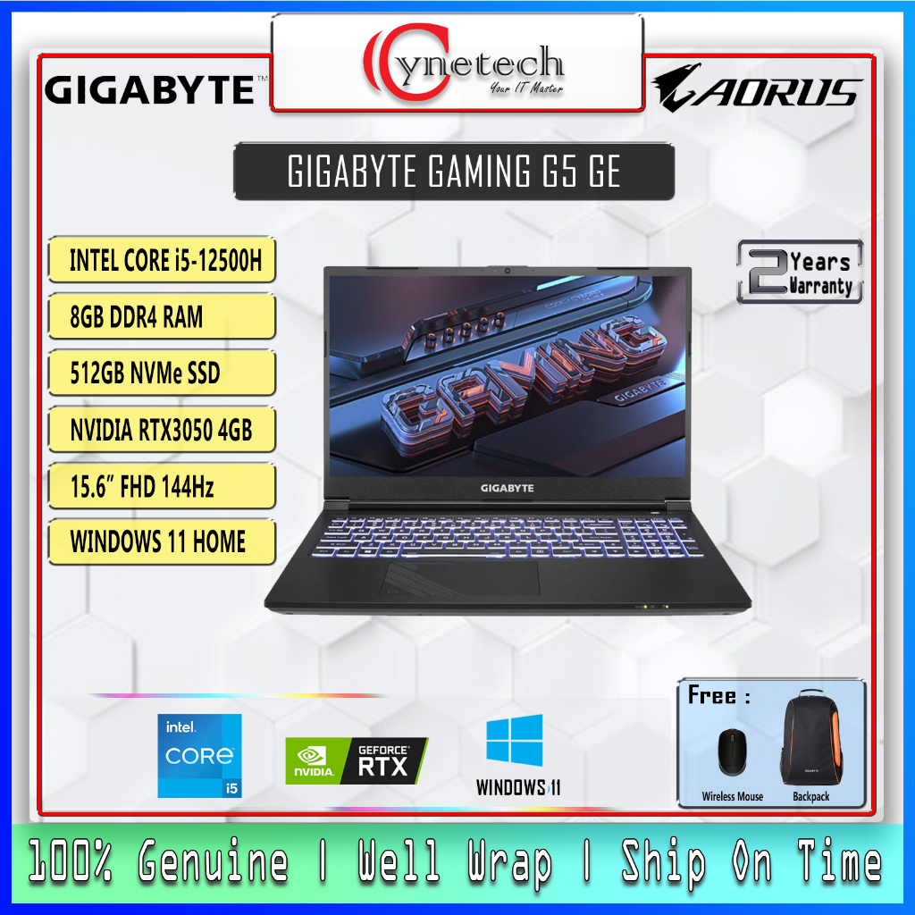 GIGABYTE GAMING G5 GE /i512500H/8GB/512GBSSD/RTX3050 4GB/WIN11/15.6