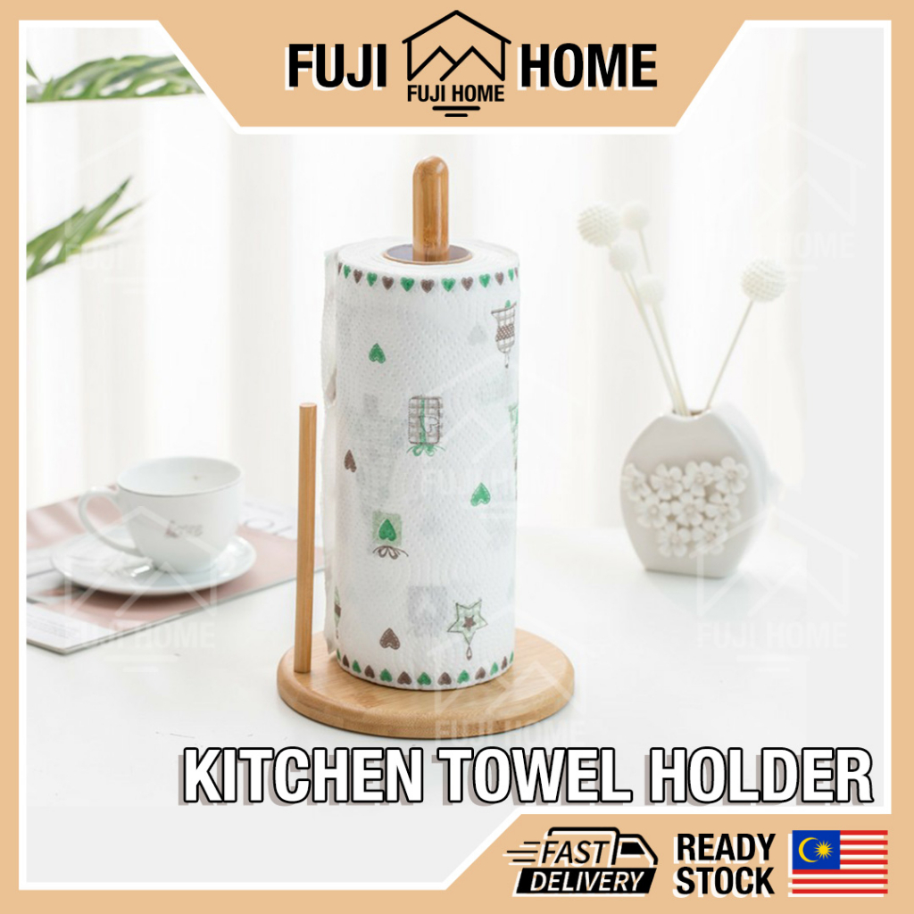 🏠READY STOCK🏠Wooden Kitchen Tissue Holder Portable Roll Paper Towel