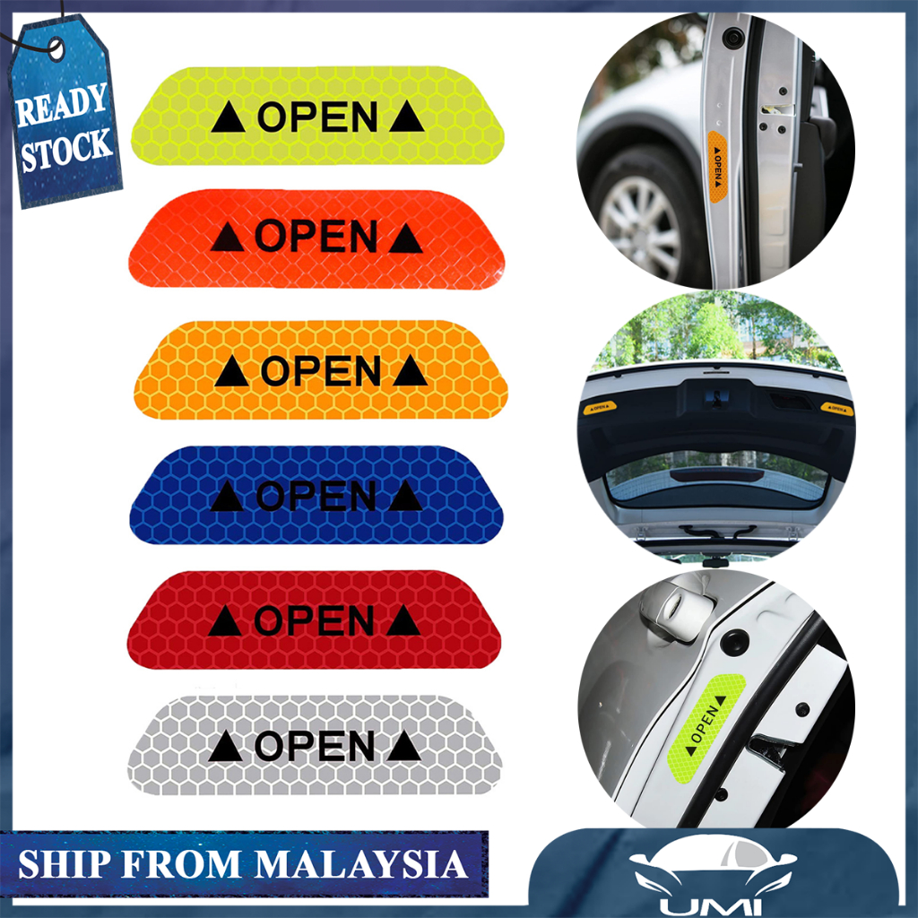 4 Pcs Universal Open Reflective Sticker Car Sticker Door Reflector