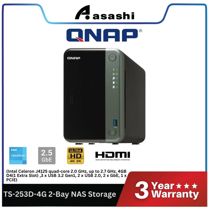 Qnap TS-253D-4G 2-Bay NAS Storage (Intel Celeron J4125 quad-core 2.0 ...