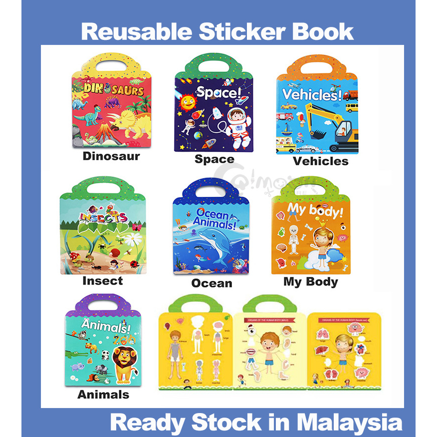 Q Moon Reusable Sticker Book Kids Fun Early Learning Educational ...