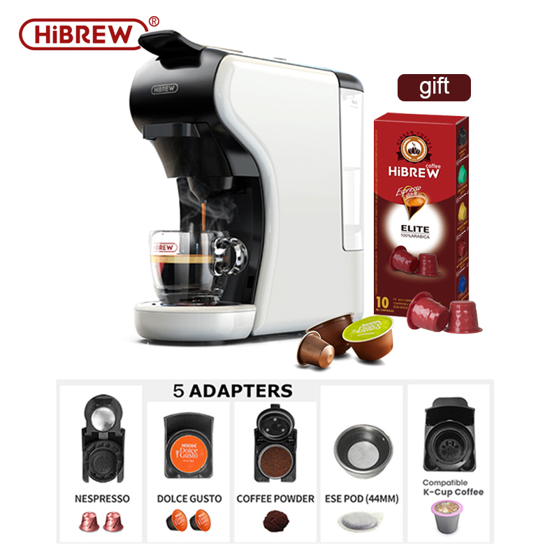 HiBREW 5 in 1 Espresso Machine for K-Cup, Nes Original, DG, ESE Pod,  Espresso Powder Compatible, Cold or Hot Mode, 20 oz Removable Reservoir,  Barista Coffee Machine, Espresso Coffee Machine 