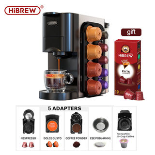 Pod Coffee Maker Single Serve, HiBREW 5-in-1 Espresso Machine for Pods,  K-cup*/Nes* Original/DG*/ESE Pod/Espresso Powder Compatible, Cold/Hot Mode,  20