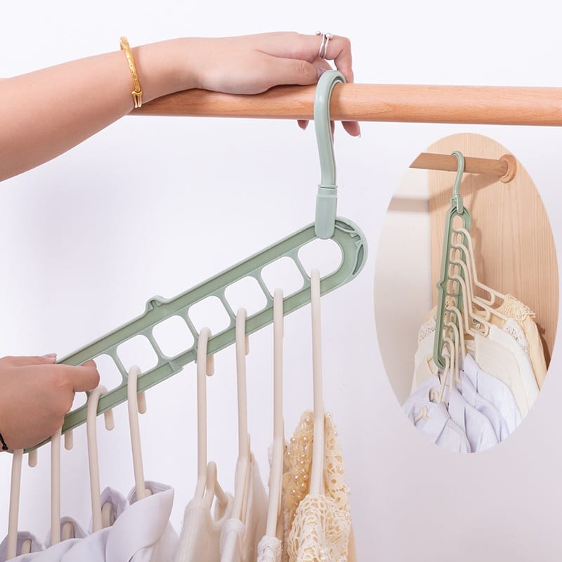 9 Hole Rotating Multi-function Clothes Hanger Folding Magic Wardrobe ...
