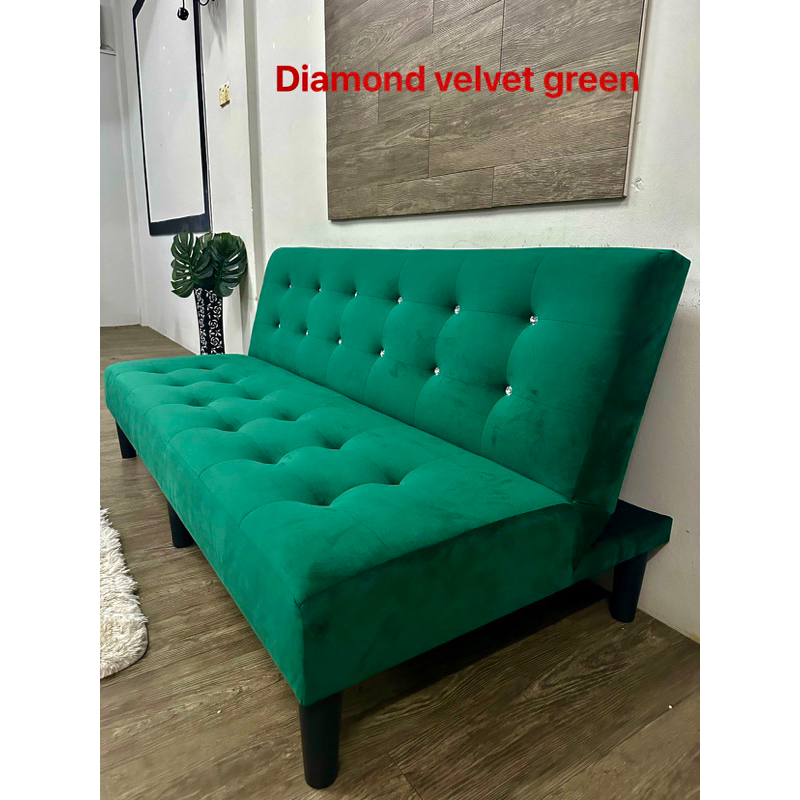 VC 168CM/140CM/115CM DIAMOND DURABLE FOLDABLE SOFA BED 2 IN 1 VELVET