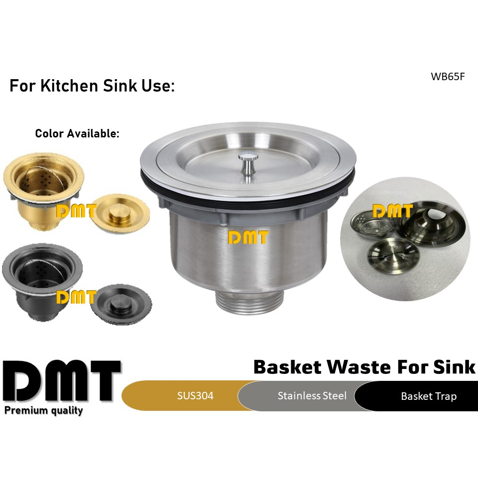 Sus304 Stainless Steel Kitchen Sink Basket Waste/Gold/Black Sink Trap