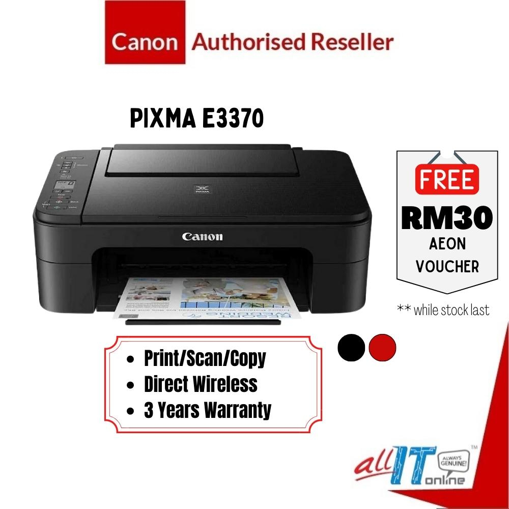 Canon Pixma E3370 Compact Wireless All In One Printer Usb Wi Fi Wireless Black Red 