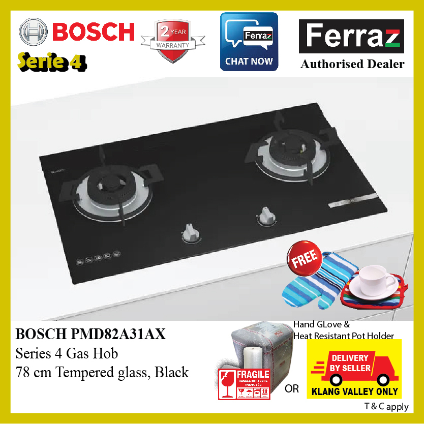 BOSCH PMD82A31AX Series 4 Tempered Glass Hob / Bosch 2 Burner / Bosch