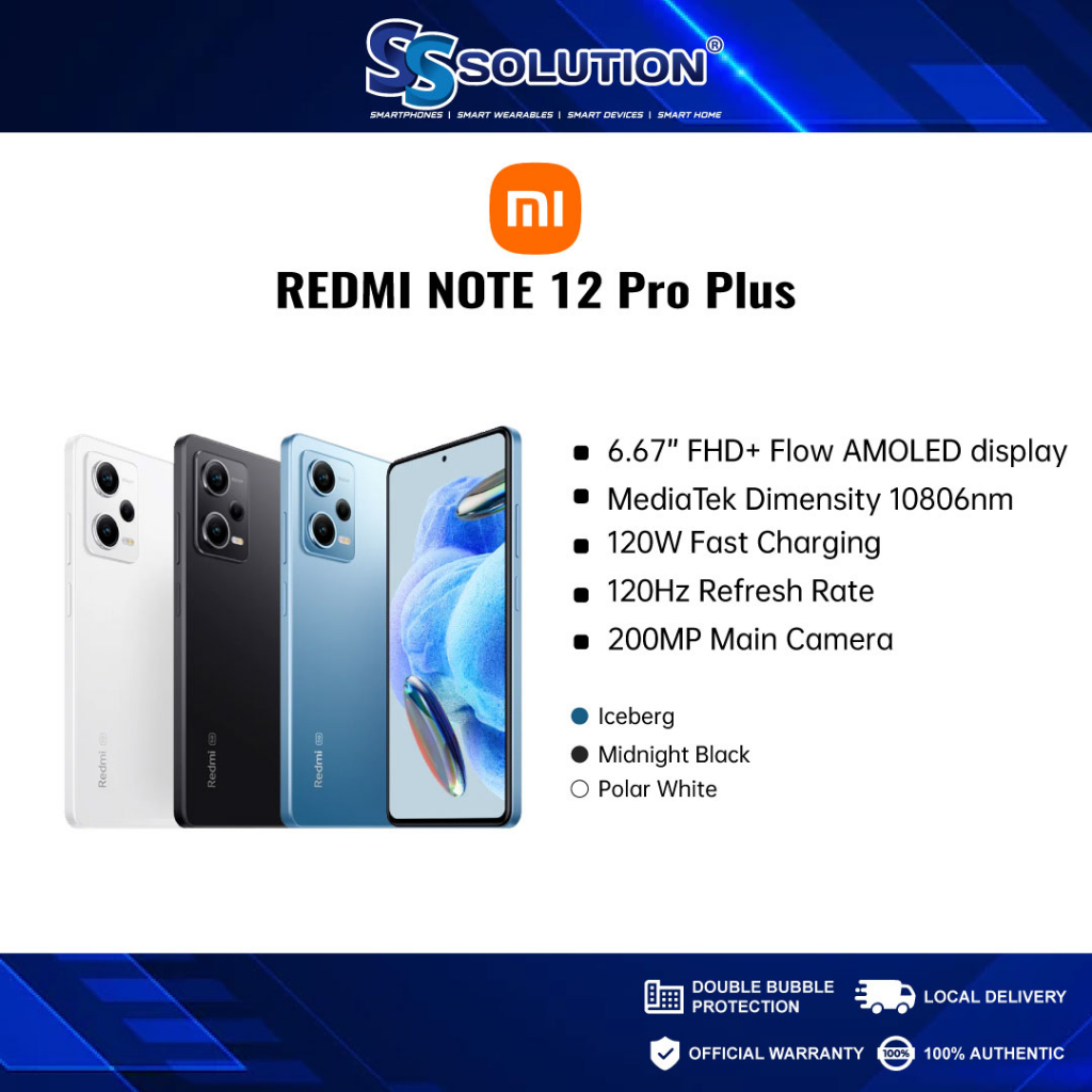 Xiaomi Redmi Note 12 Pro+ 5G Midnight Black / 8+256GB / 6.67 AMOLED 120Hz  Full HD+ 
