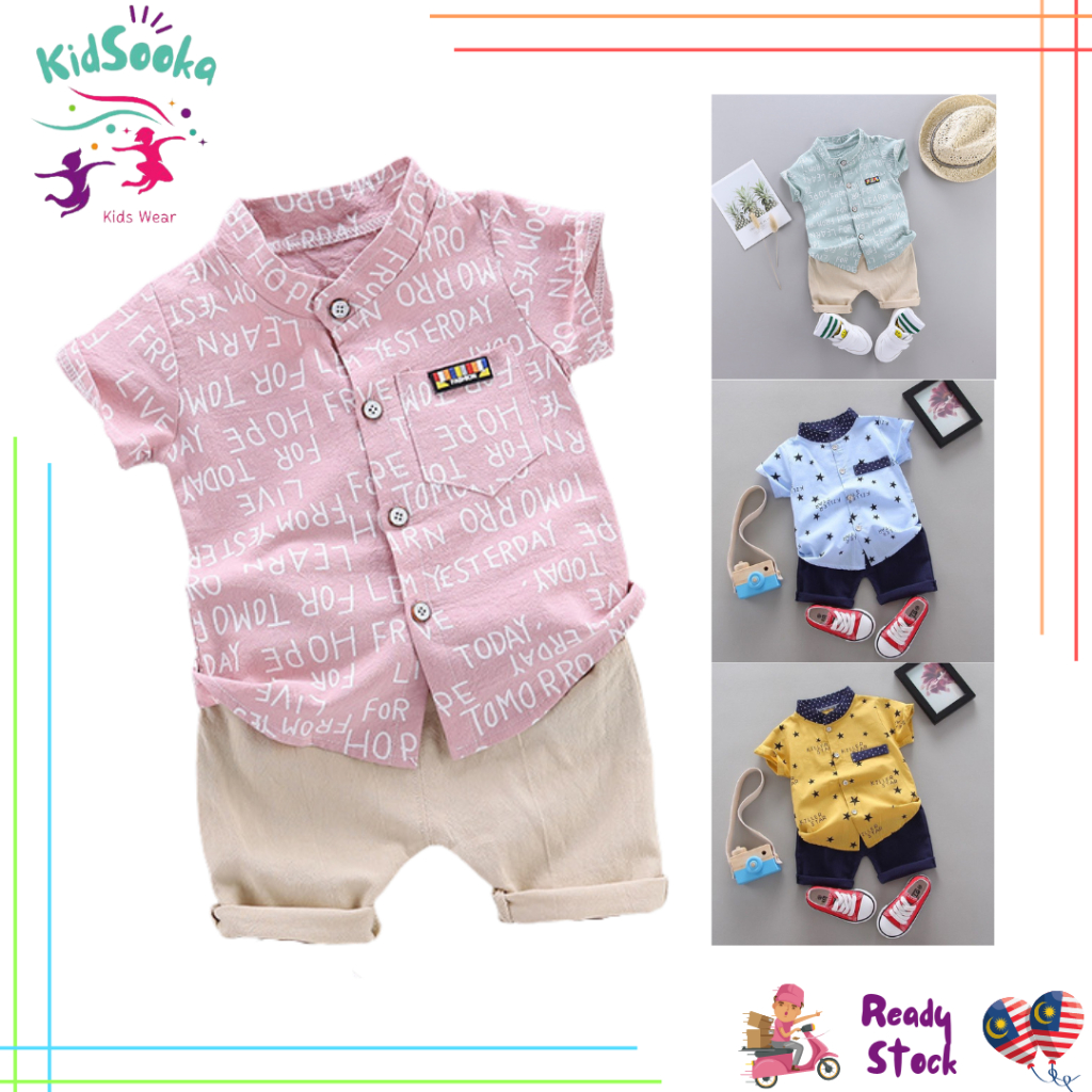 #Malaysia Stock# Baby Kids Boy Clothing Stylish Alphabet Design Baju ...
