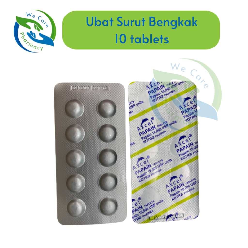 Axcel Papain 10,000 USP units for swelling and inflammation, ubat surut ...