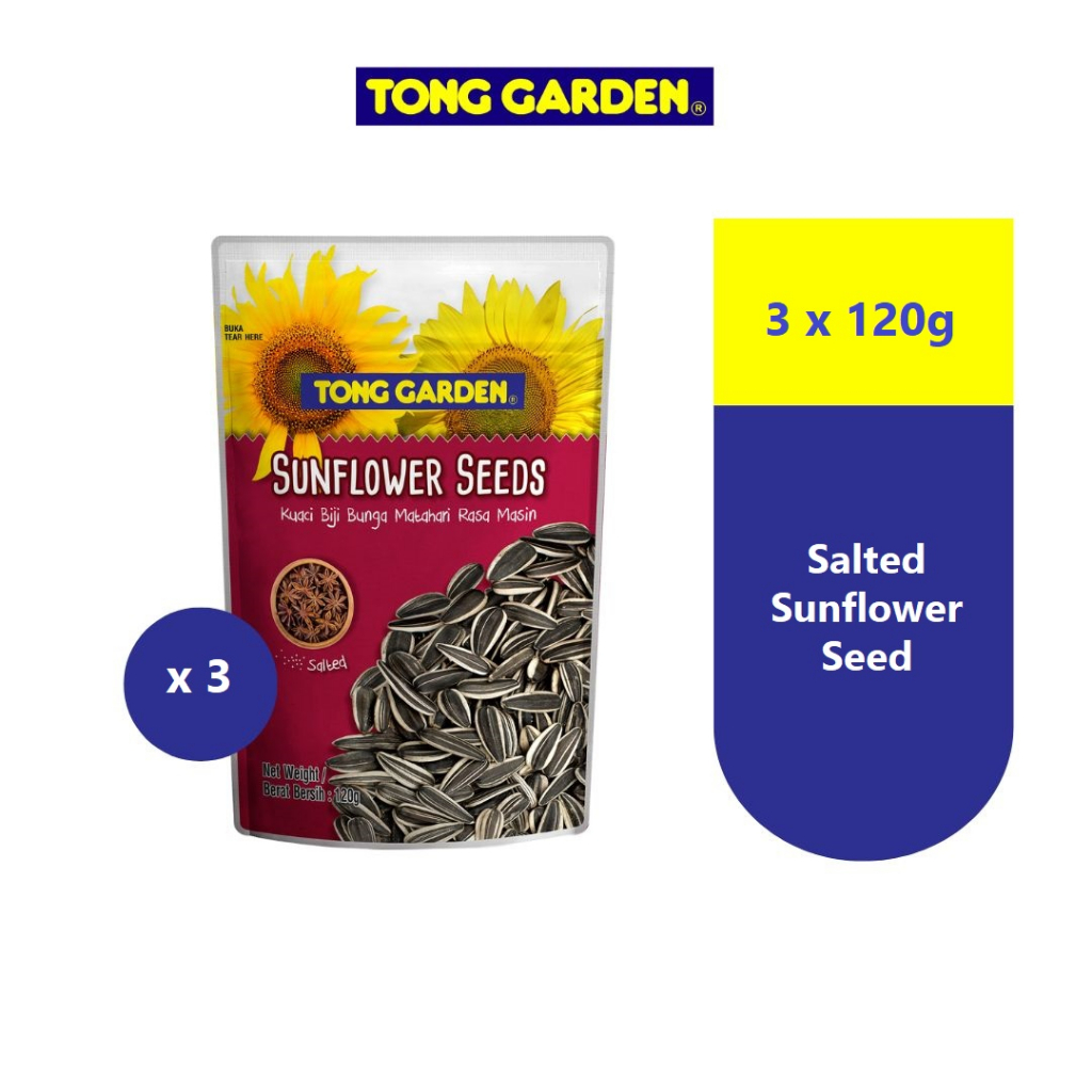 Tong Garden Sunflower Seeds With Shell Salted (120g x 3 Packets