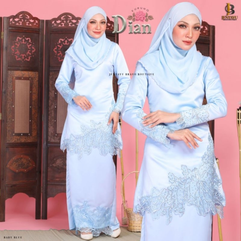 DIAN KURUNG PAHANG JBE BLACK, DUSTY GREEN,  MAROON, LAVENDER, Baby blue