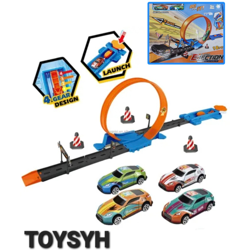 SYH Ejection Track Toy Slot Car Racing Race Track Plastic Hot Wheel ...
