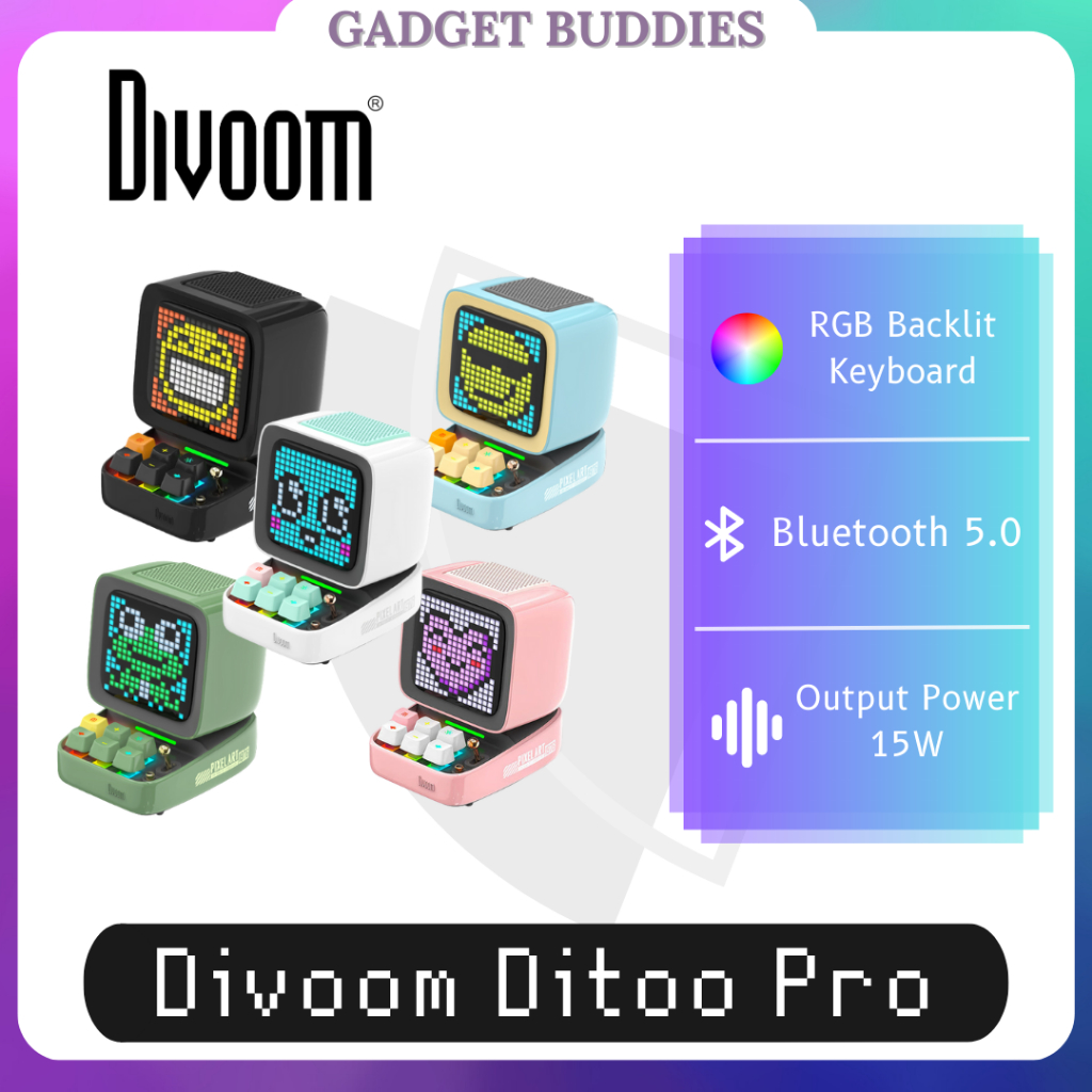 Divoom Ditoo Pro Pixel Art Bluetooth Speaker | RGB Backlit Keyboard ...