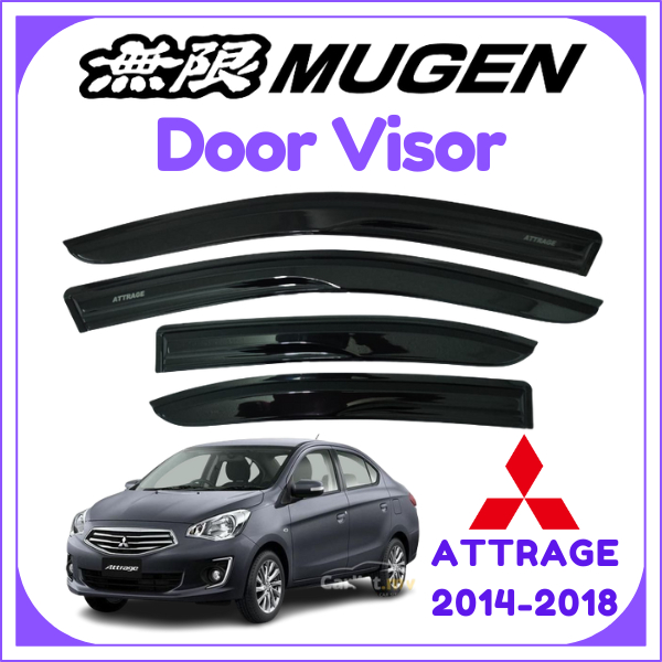 thumbnail image 2 of 4-Piece Black Plastic Door Visor / Rain Guard Set For Mitsubishi Attrage Sedan (2013-2015) 2 of 2