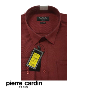 PIERRE CARDIN MEN LONG SLEEVE PLAIN SHIRT WITH POCKET (SEMI FITTED) - RED (W3160B-11279)