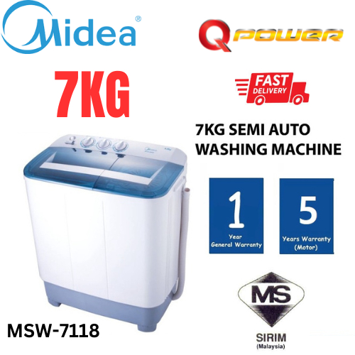 Midea 7kg Semi Auto Washing Machine MSW 7118P Shopee Malaysia