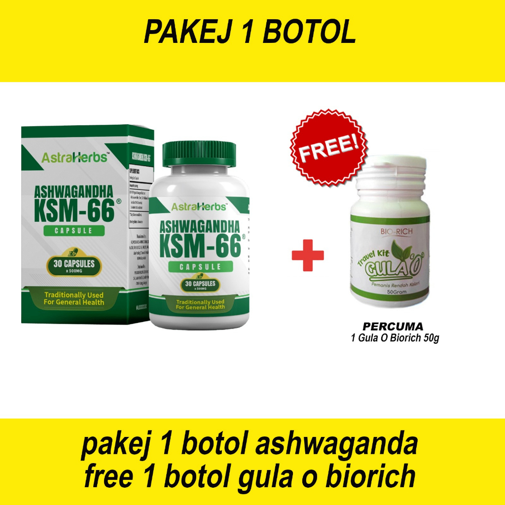 KAPSUL Ashwagandha Ksm 66 Herbal Supplement for Better Overall Body Original HQ ready stock with freegift
