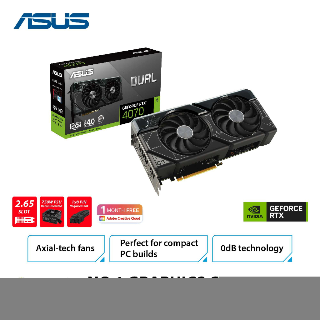 ASUS Dual GeForce RTX™ 4070 OC Edition 12GB GDDR6X, Graphics Card
