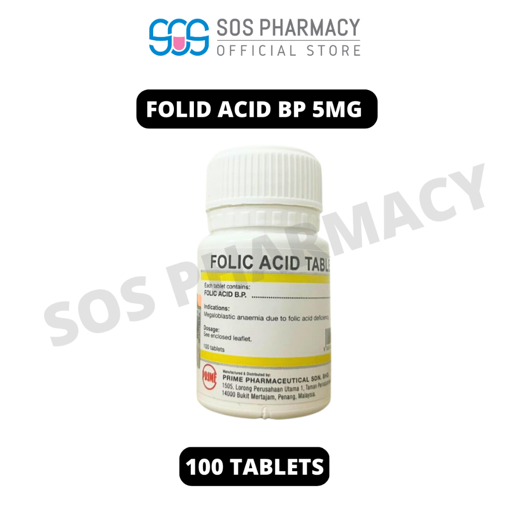 Prime Folic Acid Tablet 5mg (100 Tablets/Bottle) | Shopee Malaysia