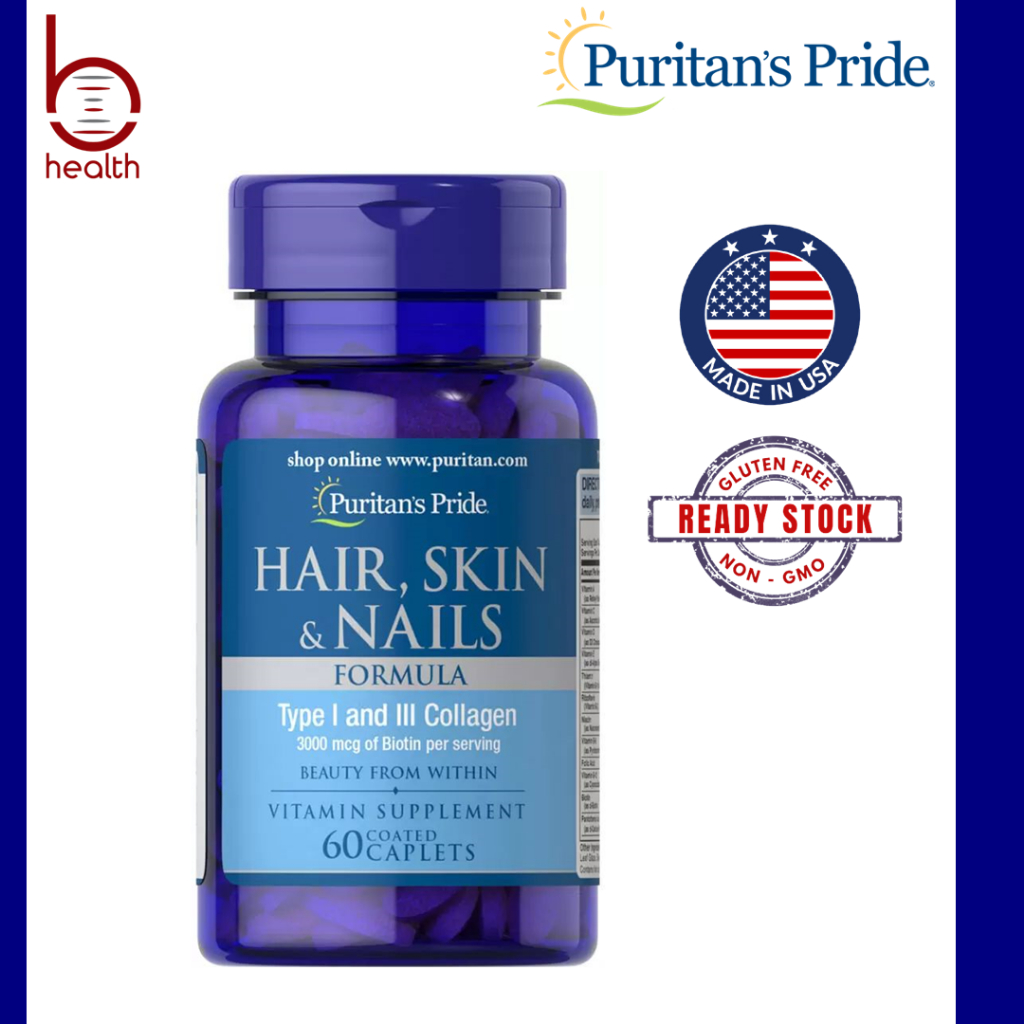 Puritan's Pride Hair, Skin & Nails Formula, 60 Caplets (Supports