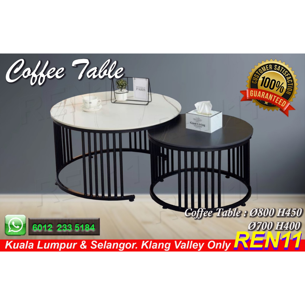 Simple Modern Industrial Style Round Coffee Table Set - 2 in1 | Shopee ...