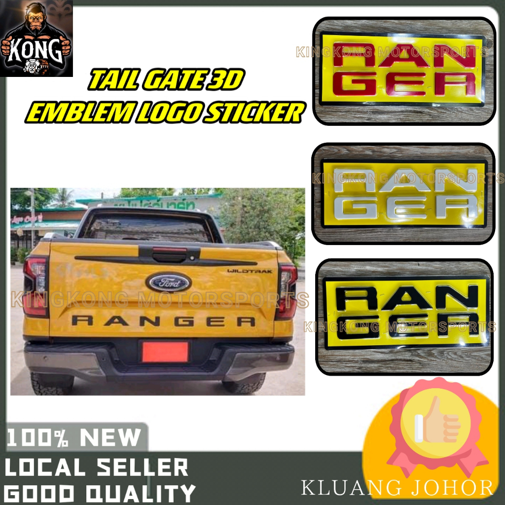 NEW GEN FORD RANGER T9 TAIL GATE 3D EMBLEM LOGO STICKER XLT WILDTRAK ...
