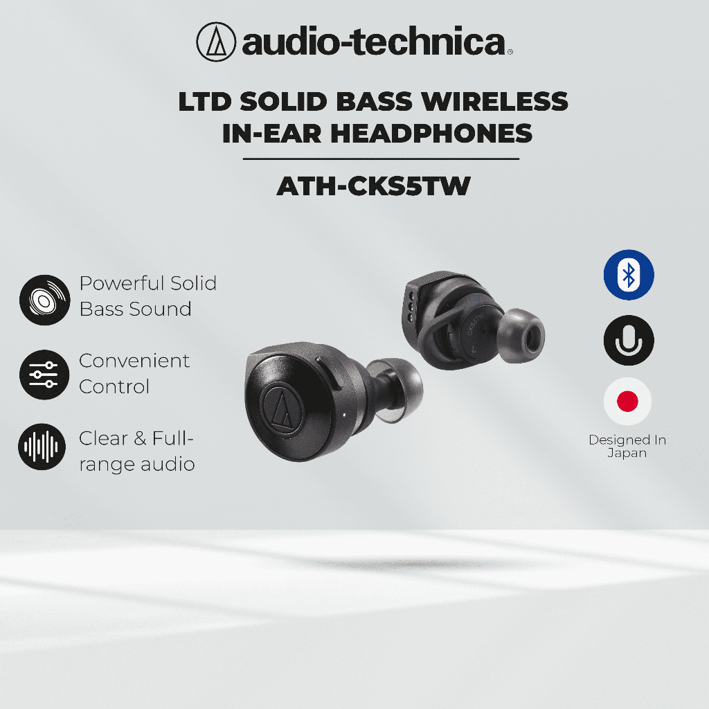 AudioTechnica ATHCKS5TW LTD Solid Bass Wireless InEar Headphones TWS