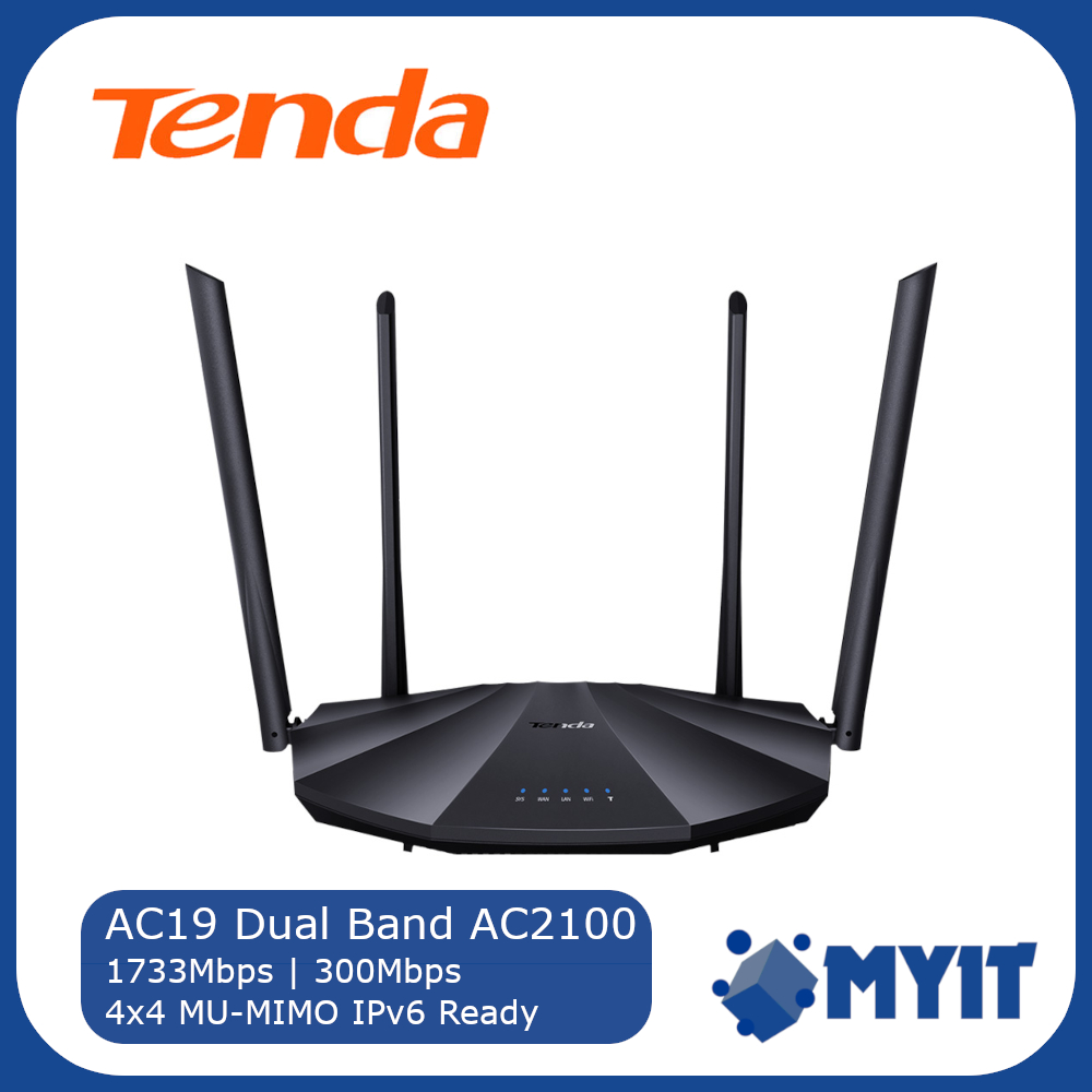 Tenda AC19 AC2100 Dual Band Gigabit WiFi Network Router 2100Mbps 4x4 MU ...