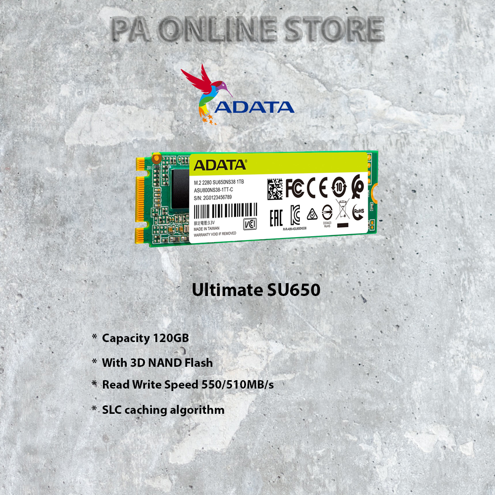 ADATA Ultimate SU650 120GB M.2 2280 SATA 6Gb/s SSD Read up to 550MB/s ...