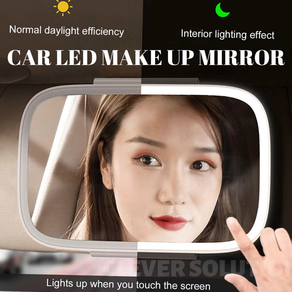 Car Mirror Car Makeup Mirror With Led Light Cermin Pandang Belakang