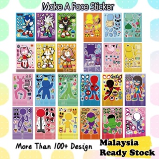 6Sheets Super Mario Children Puzzle Stickers Make-a-Face Funny