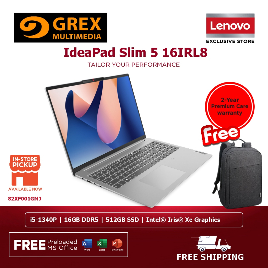 Lenovo Ideapad Slim 5 16irl8 82xf001gmj Laptop I5 1340p16gb512gb Ssd16wuxga Ipsiris Xe 