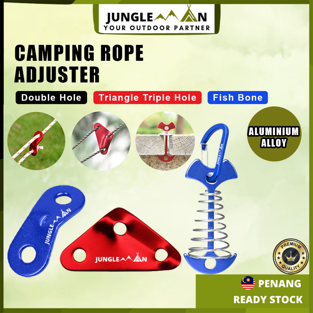 JUNGLEMAN Camping Rope Tensioner Wind Rope Double Hole Penegang Tali ...