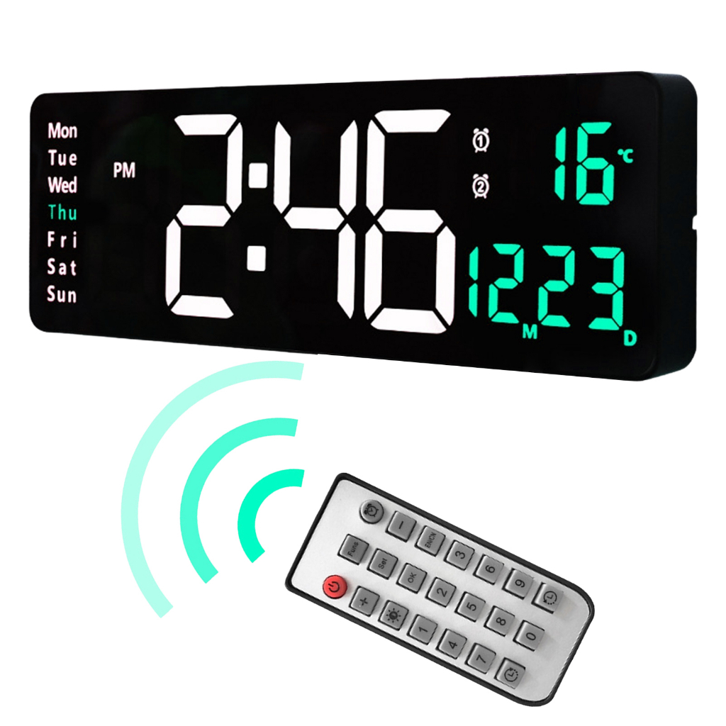 Large Digital Wall Clock Temperature Date Electronic Clock Digital Wall ...