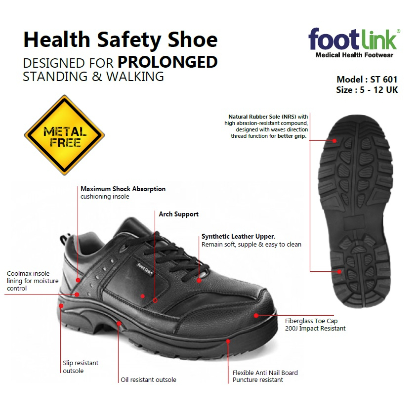 Footlink D01 ST601 Men Safety Boots / Safety Shoes (SIRIM certified ...
