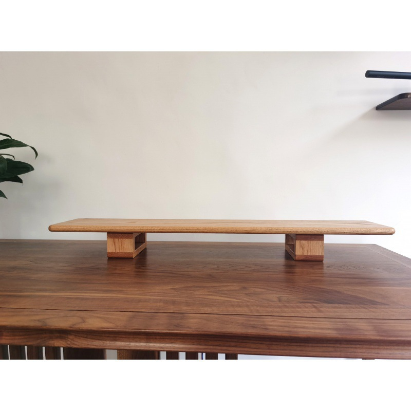 Office Desktop Storage Rack Black Walnut Solid Wood Heightening Stand