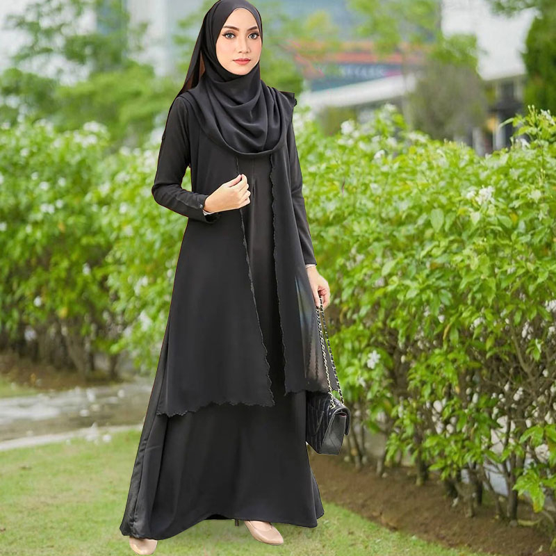 Abaya Jubah Dress with tudung Muslimah Chiffon 2 in 1 Raya Nikah ...