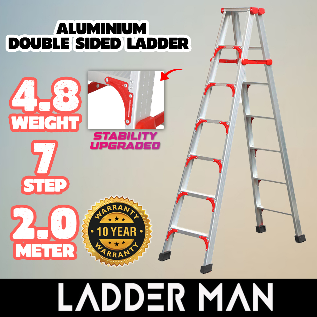 7 Step Ladderman Heavy Duty Aluminium Double Sided Ladder Multi Purpose ...