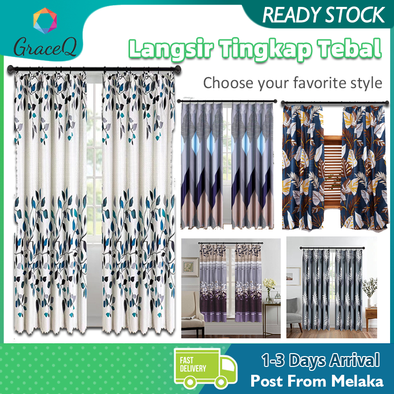 Langsir Tingkap Murah / Hook & Rod 2IN1 Type Modern / Langsir Sliding ...