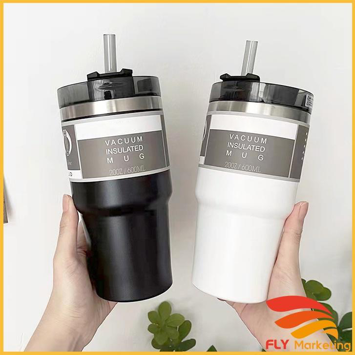 Korean Style 5Color Thermos Cup with Straw ins style water bottle 304 Stainless Steel Thermos