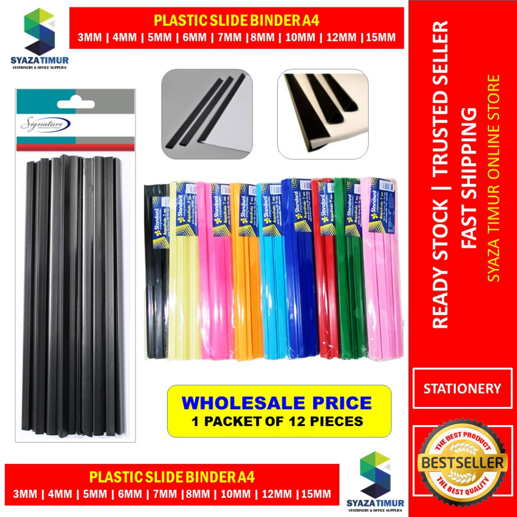 [STGR MY] Plastic Slide Binder A4 Black Slide Binding Slide In Bar