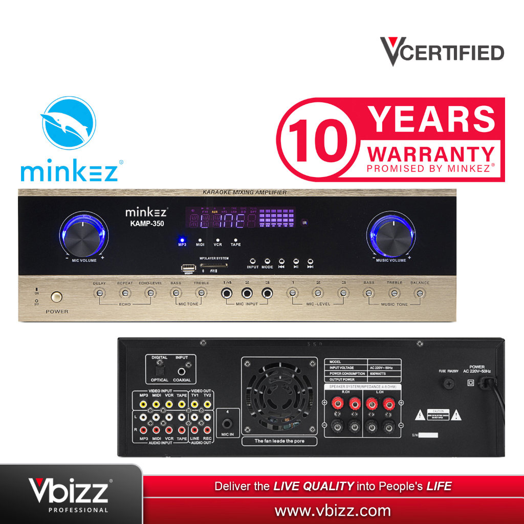 MINKEZ KAMP350 2x350W Karaoke Amplifier with Bluetooth (Same function