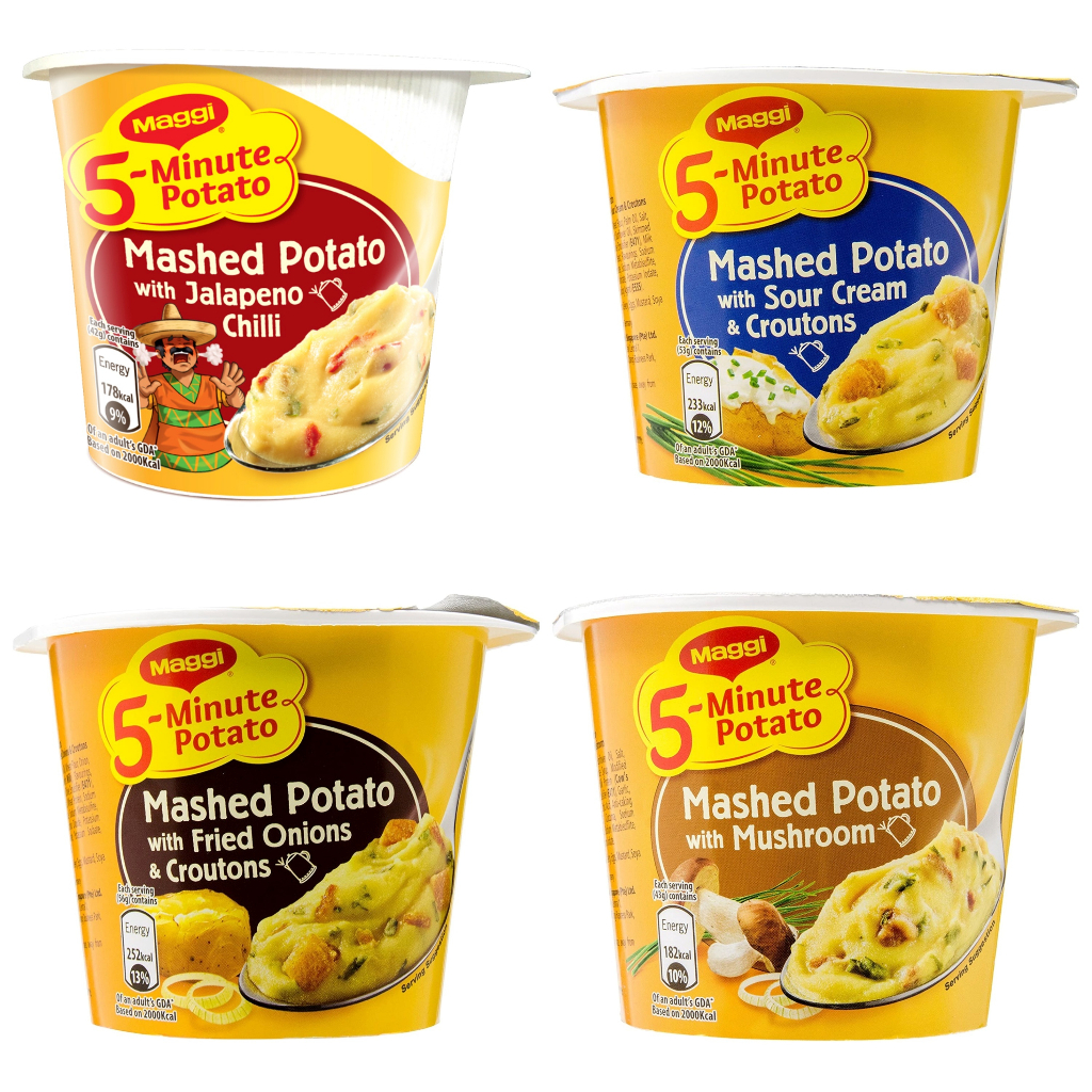 Maggi 5Minute Instant Mashed Potato from Germany [ Mushroom / Fried Onions Croutons / Sour
